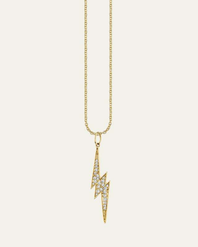 18 In Necklace With 14K Gold And Diamond Lightning Bolt Charm New